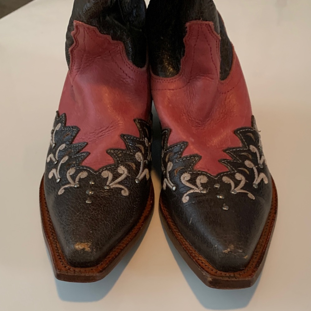 Tony Lama Women’s Cowboy Boots – Pink & Brown Embroidered, Size 5 B - Picture 6 of 12